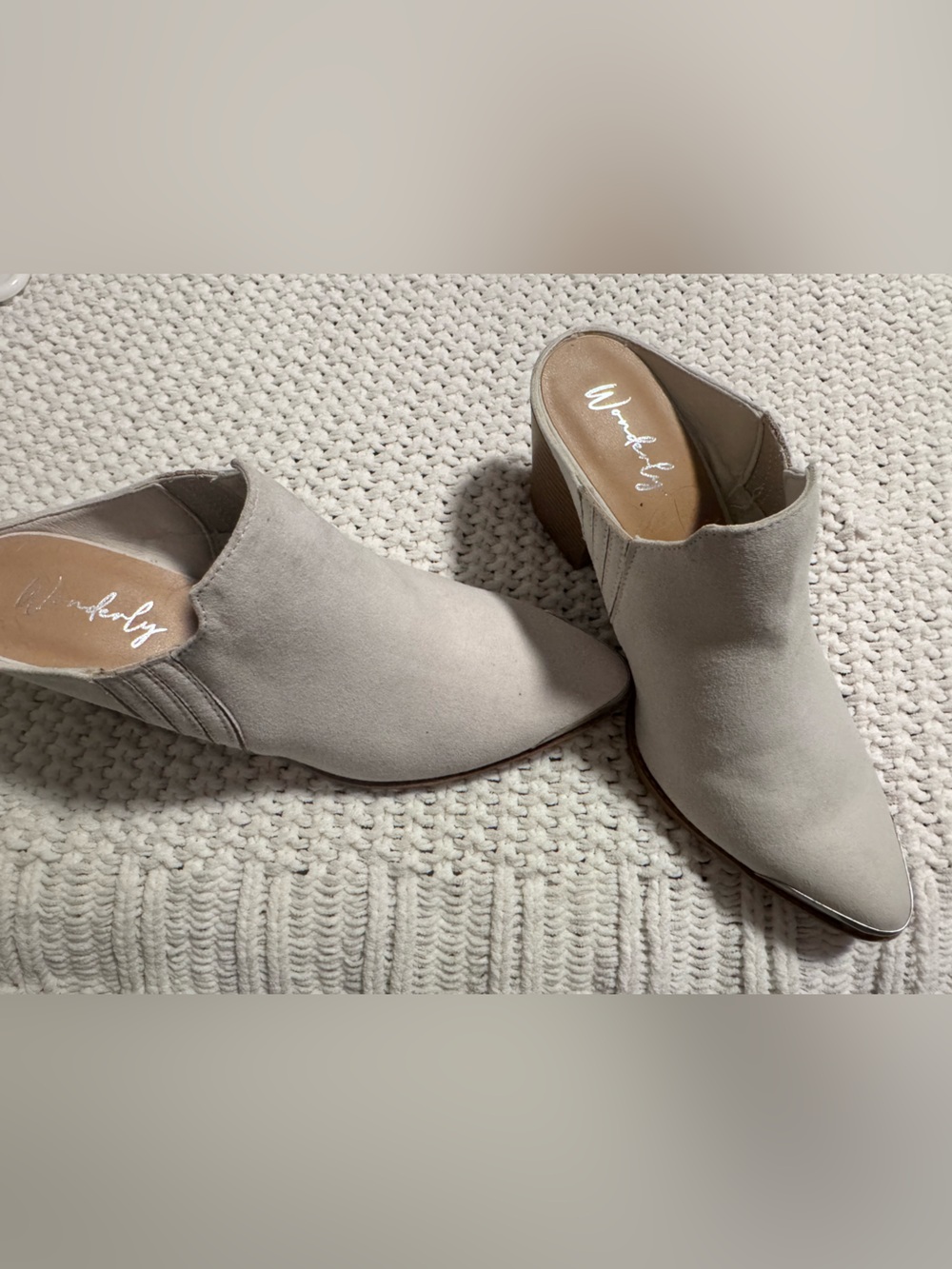 Off-White Suede Pointed-Toe Slip-On Boots/Mules | NWOT